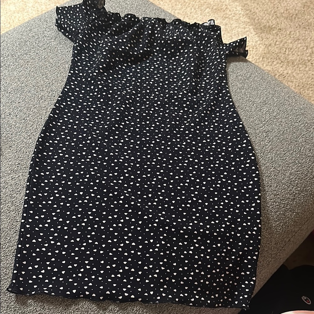 Black Polka Dot Off-Shoulder Dress
